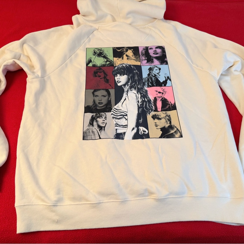 Taylor Swift The Eras Tour Beige Hoodie Unisex Size L Adult Oversized pullover - Picture 9 of 9